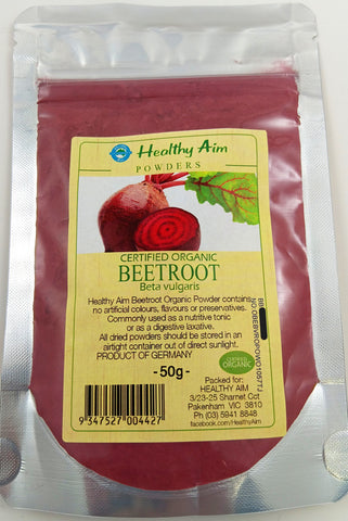 Healthy Aim Organic Beetroot Powder 50g Certified Organic Superfood Beta Vulgaris Vegan