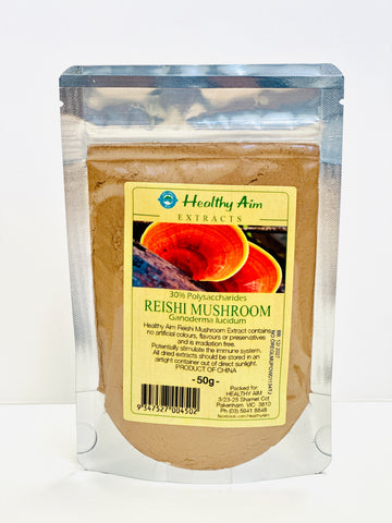 Healthy Aim Reishi Mushroom Extract Powder 50g 30% Polysaccharides Ganoderma Lucidum